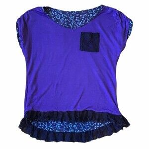 Jessica Simpson Top with Lace Purple Black Reversible Kids Size 10
